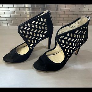 BCBGeneration Black Heeled Sandals, Size 9.5